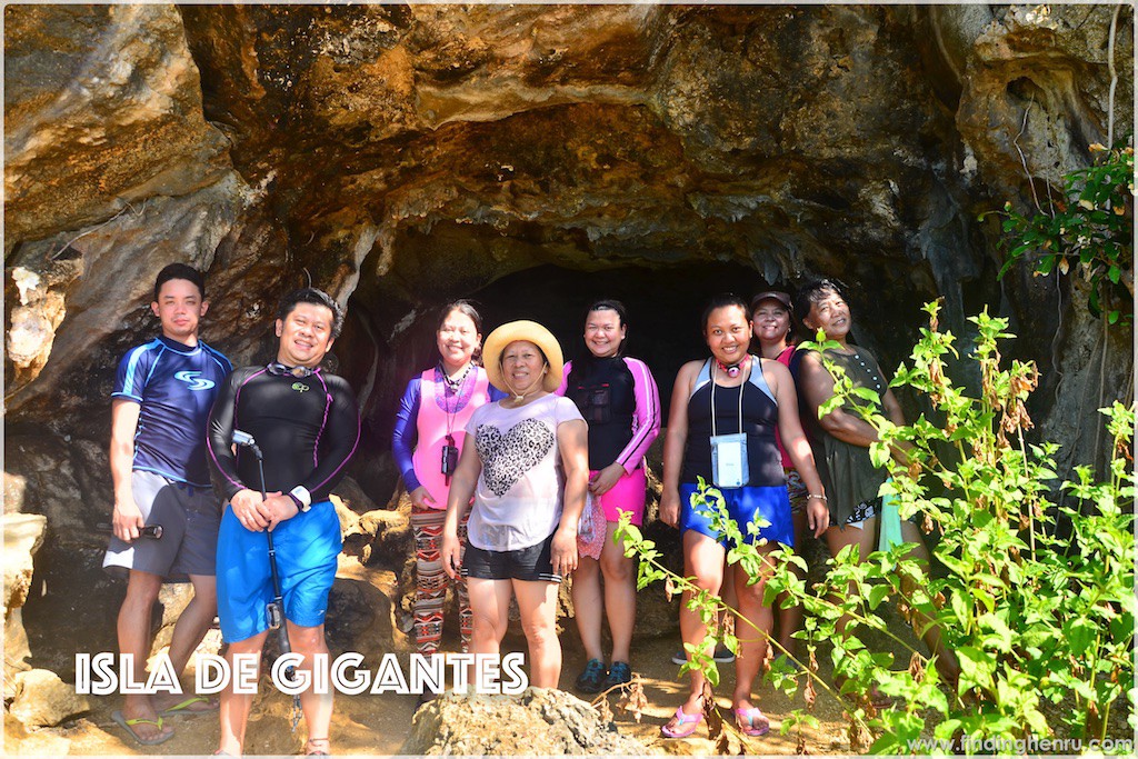 at the entrance of the cave