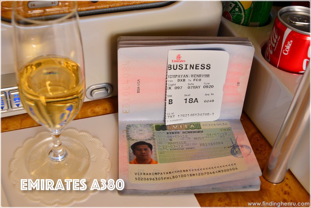 on board Emirates A380, business class!