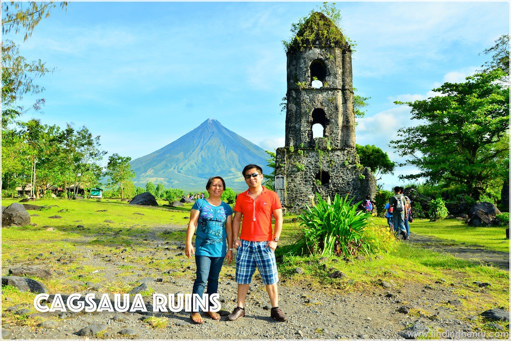 the full view of Mayon and the Bell Tower