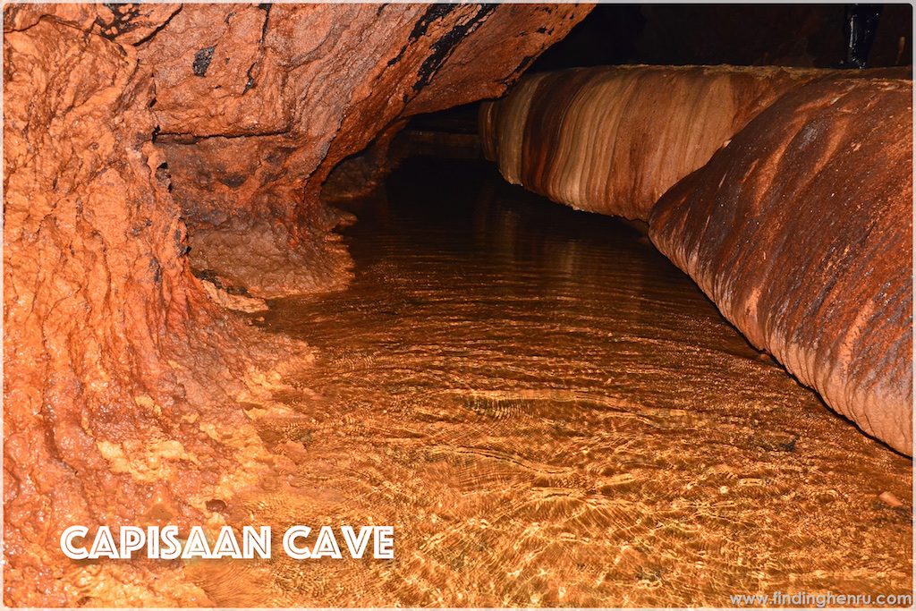 the waters flowing inside the cave